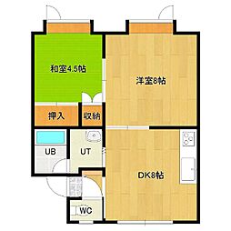 華奈ハイツ 2DKの間取図画像