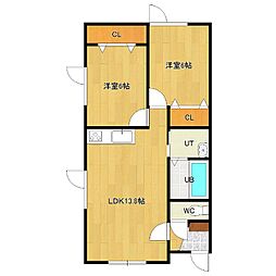 ハピネス高砂5号棟 2LDKの間取図画像