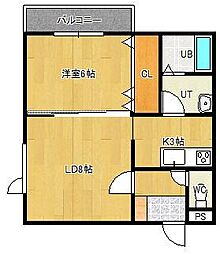 モダンラピュタ 1LDKの間取図画像