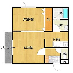 モダンラピュタ 1LDKの間取図画像