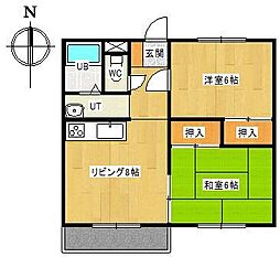 イーストプラザ喜与 2DKの間取図画像