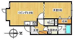 アイビスみわ 1DKの間取図画像