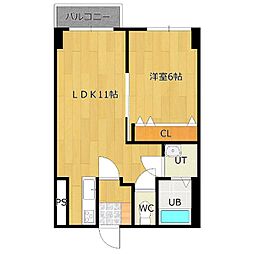 第一コーポラス 1LDKの間取図画像