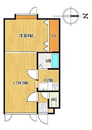 ラピュタハウスB 1LDKの間取図画像