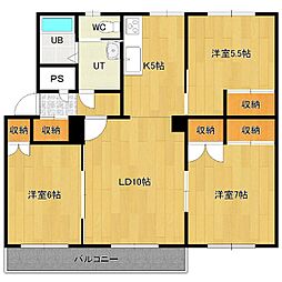 パティオス夕陽ケ丘1 3LDKの間取図画像