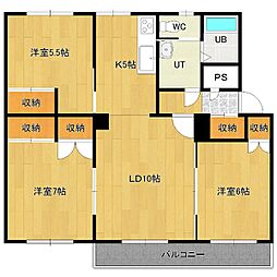 パティオス夕陽ケ丘1 3LDKの間取図画像