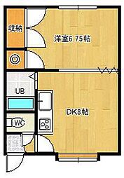 マルシゲハイツ泉 1DKの間取図画像