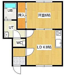 花月コーポ 1LDKの間取図画像