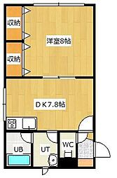サンクレスト西富 1DKの間取図画像