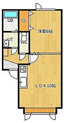 まほろば壱番館 1LDKの間取図画像