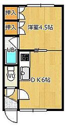 メゾン・ド愛 1DKの間取図画像