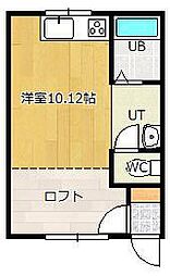コーポYOU9Jo ワンルームの間取図画像