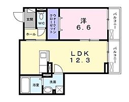 グランツI 3階1LDKの間取り