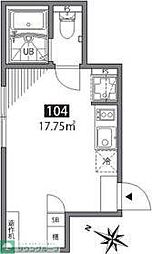 グランエッグス明大前 1階ワンルームの間取り