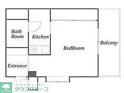 グランベル祖師谷(グランベルソシガヤ) 5階ワンルームの間取り