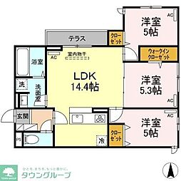 セレスティア南烏山 1階3LDKの間取り