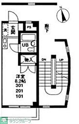 ラピュタ浜田山 1階1Kの間取り