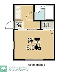 コーポイリヤマ 1階1Kの間取り