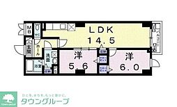 シエラ　クレスト 2階2LDKの間取り