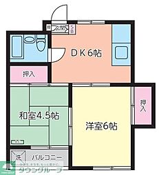 コーポ長崎 1階2DKの間取り