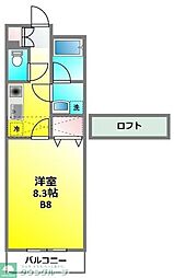 ハイツけやき七番館 3階1Kの間取り