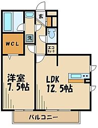 コモレビ大蔵E 1LDKの間取図画像
