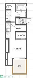 グリーンテラス経堂 1Kの間取図画像