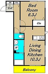 トゥジュール・アンサンブル 1LDKの間取図画像