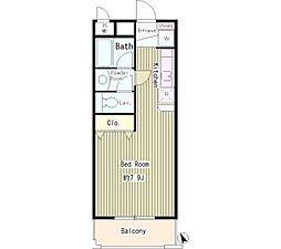 サンヴィラージュ三鷹 1Kの間取図画像