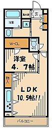 ソレイユ烏山 1LDKの間取図画像