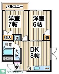 スギタレジデンス 2DKの間取図画像