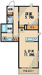 テラフォルテS 1LDKの間取図画像