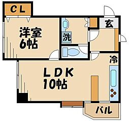 グレンピーク国領 1LDKの間取図画像