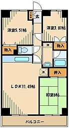 プロミネンス芦花 2SLDKの間取図画像