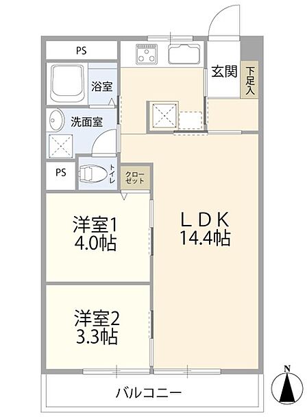 独立した2つの居室に加え、広々としたリビングダイニングキッチンが、家族にもカップルにも最適な住空間を実現します。