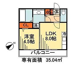 グラシューズ市川 3階1LDKの間取り