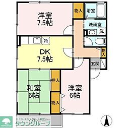 フォルテーヌI 1階3DKの間取り