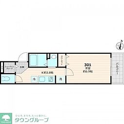 エポック風 3階1Kの間取り