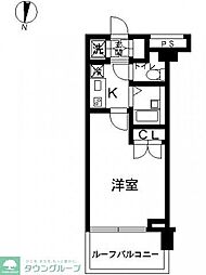スカイコート東京ベイ東雲 4階1Kの間取り