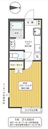 サンライト 2階1Kの間取り