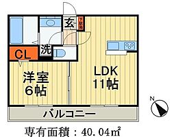アゼリア 2階1LDKの間取り