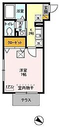 クレモンティーヌ・相之川 1Kの間取図画像