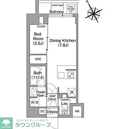 コンフォリア・リヴ平井MUTIO 1DKの間取図画像