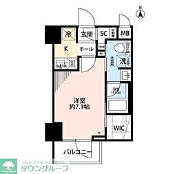 プレール・ドゥーク住吉4 1Kの間取図画像