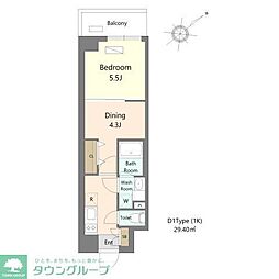 Alivis浦安 1Kの間取図画像