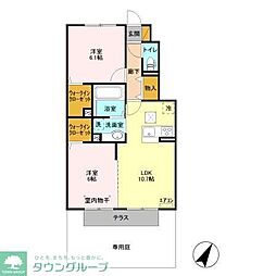 イーリスガーデン 2LDKの間取図画像