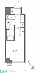 ケーディエックスレジデンス原木中山 1Kの間取図画像