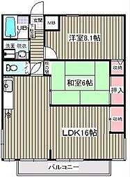 阿部南葛西第1マンション 2LDKの間取図画像