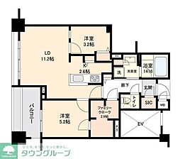 プロスペクト森下 2LDKの間取図画像