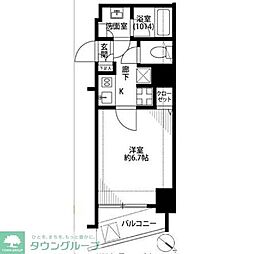 プレール・ドゥーク豊洲 1Kの間取図画像